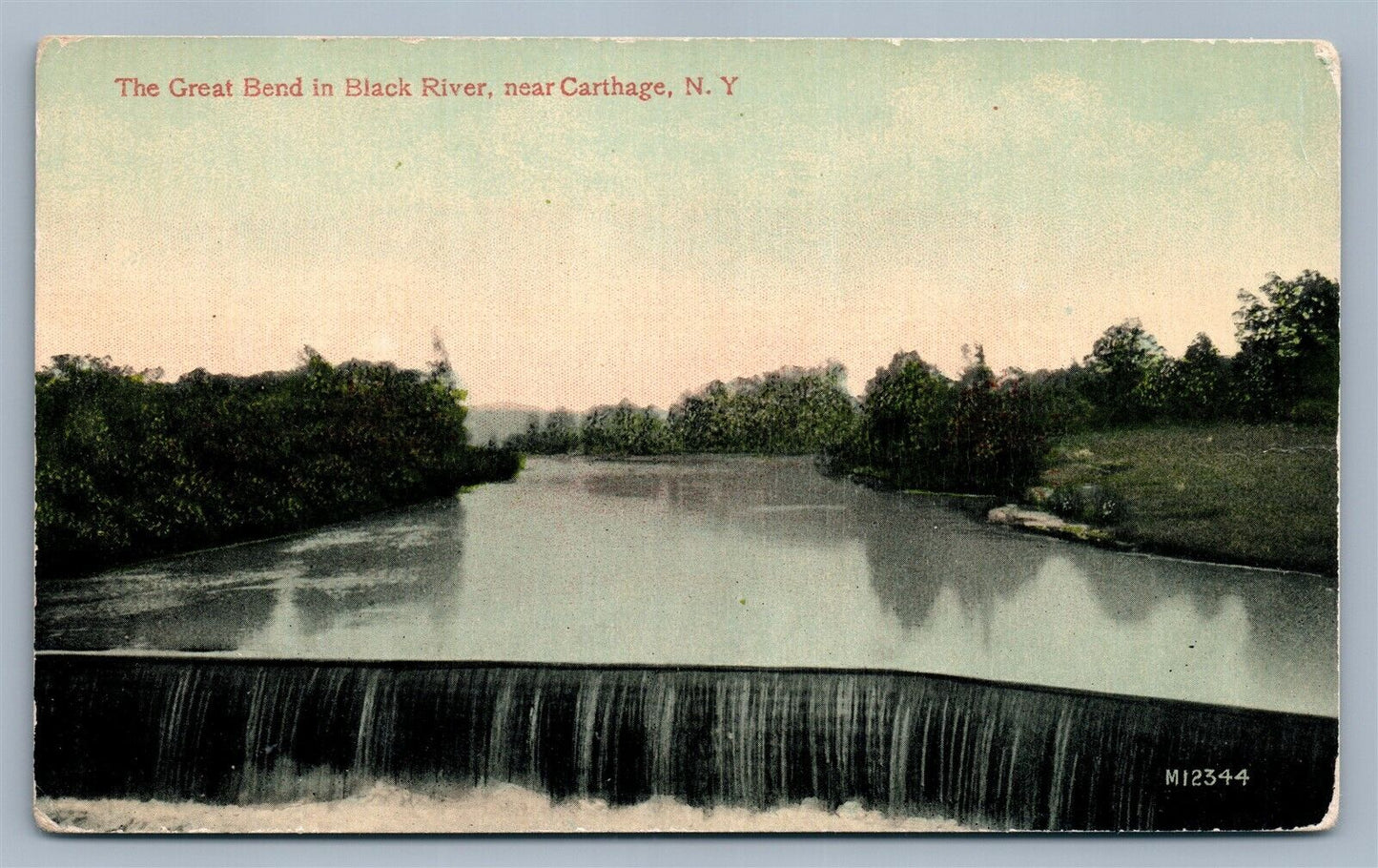 CARTHAGE NY BLACK RIVER GREAT BEND ANTIQUE POSTCARD