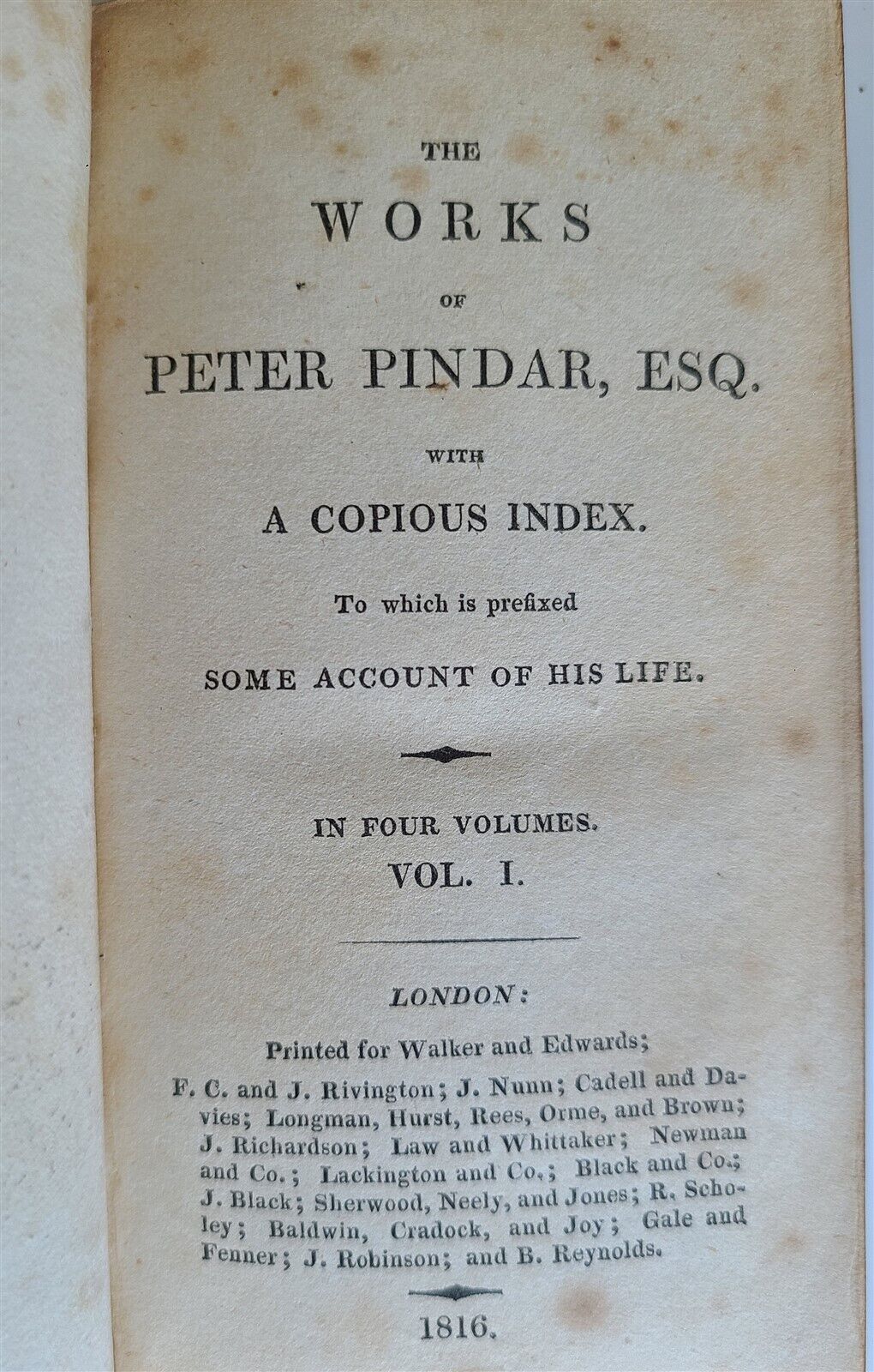 1816 WORKS of PETER PINDAR antique 4 VOLUMES in ENGLISH