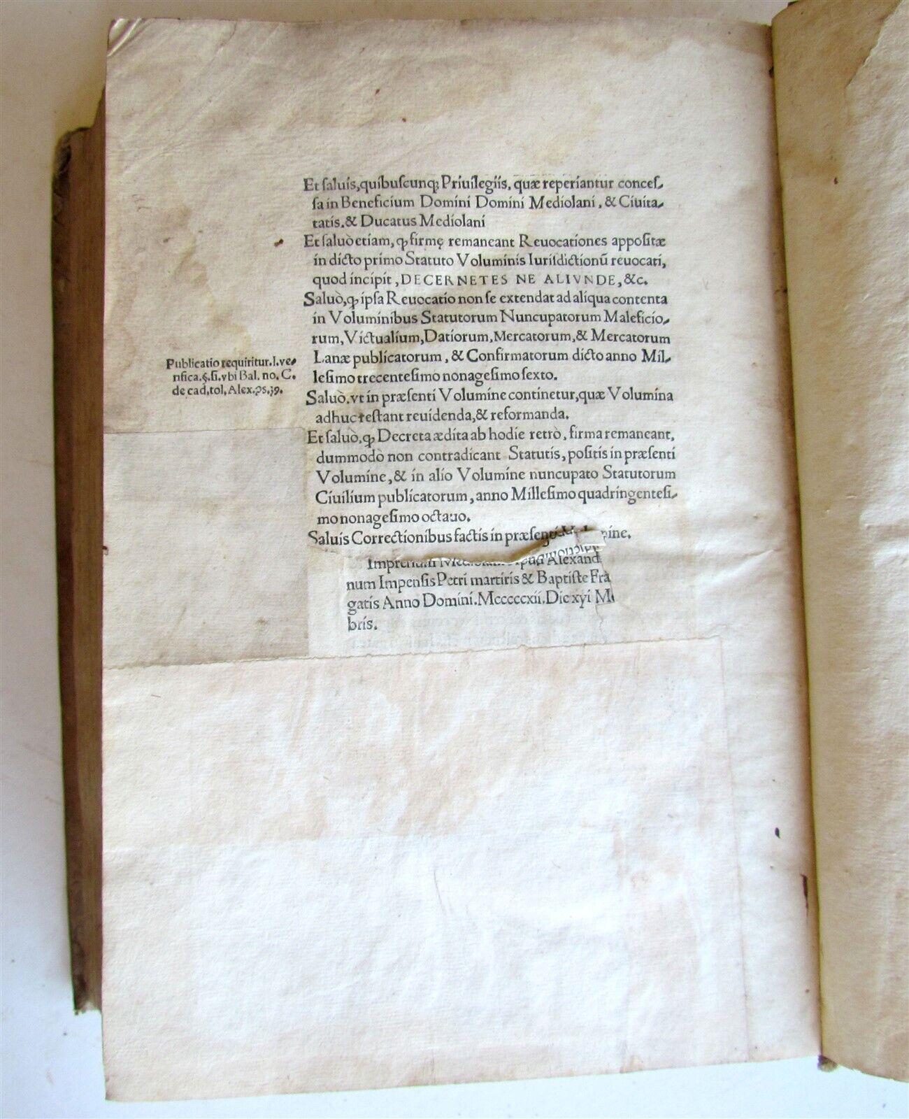 1552 MILAN HISTORY antique VELLUM BOUND FOLIO 16th CENTURY Statuti di Milano