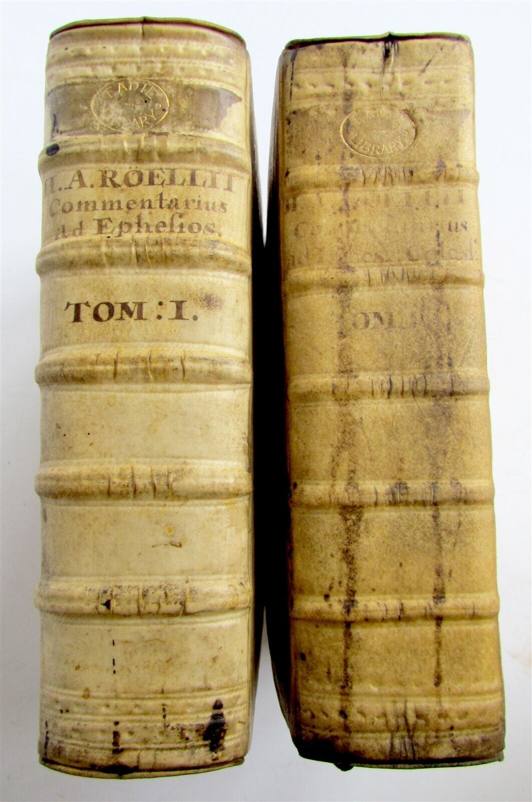 1715-1731 2 VOLUMES Commentarius in Epistolae ad Ephesios antique VELLUM Latin