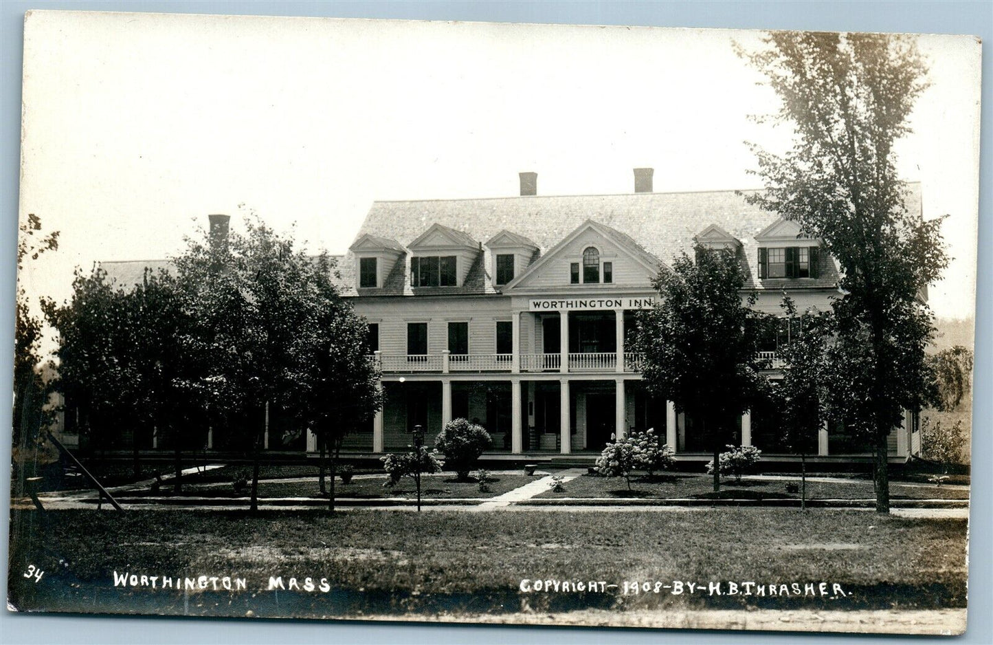 WORTHINGTON MA INN ANTIQUE REAL PHOTO POSTCARD RPPC