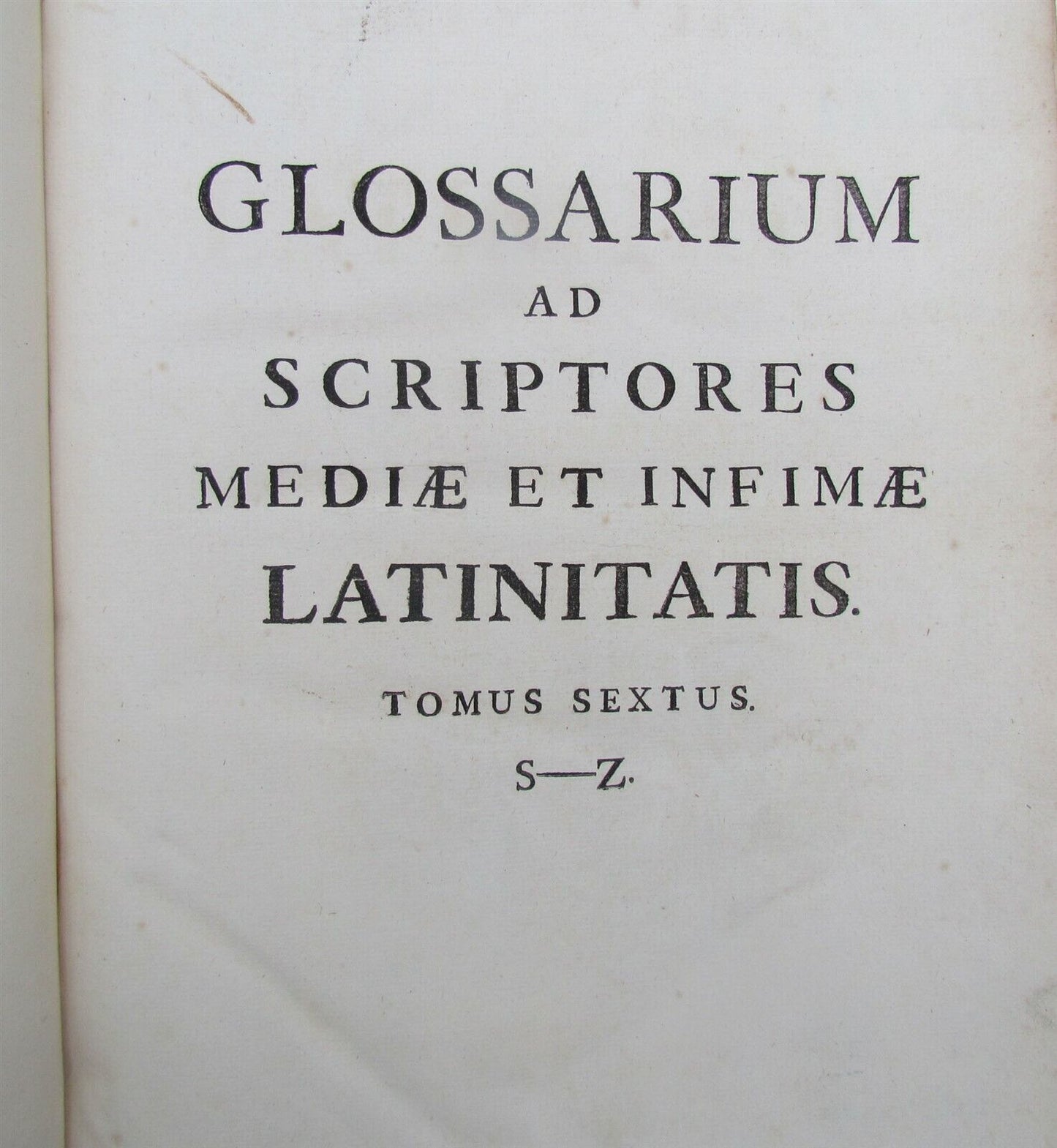 1736 BLIND STAMPED VELLUM BINDING MASSIVE FOLIO Glossarium ad Scriptores ANTIQUE