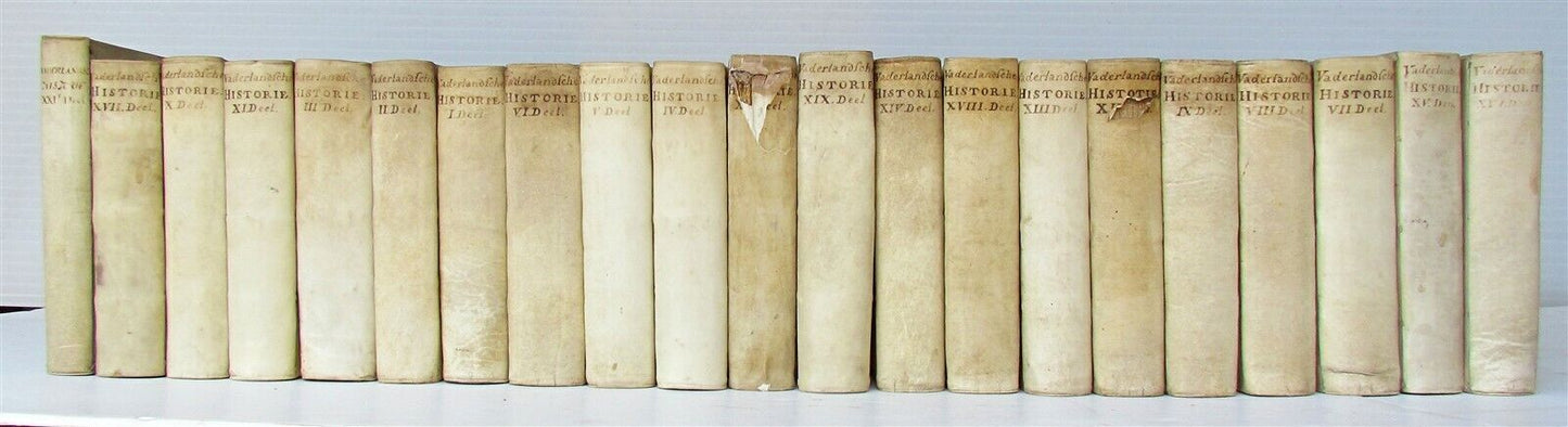 1749-59 21 volumes NETHERLANDS HISTORY ILLUSTRATED antique VELLUM BOUND