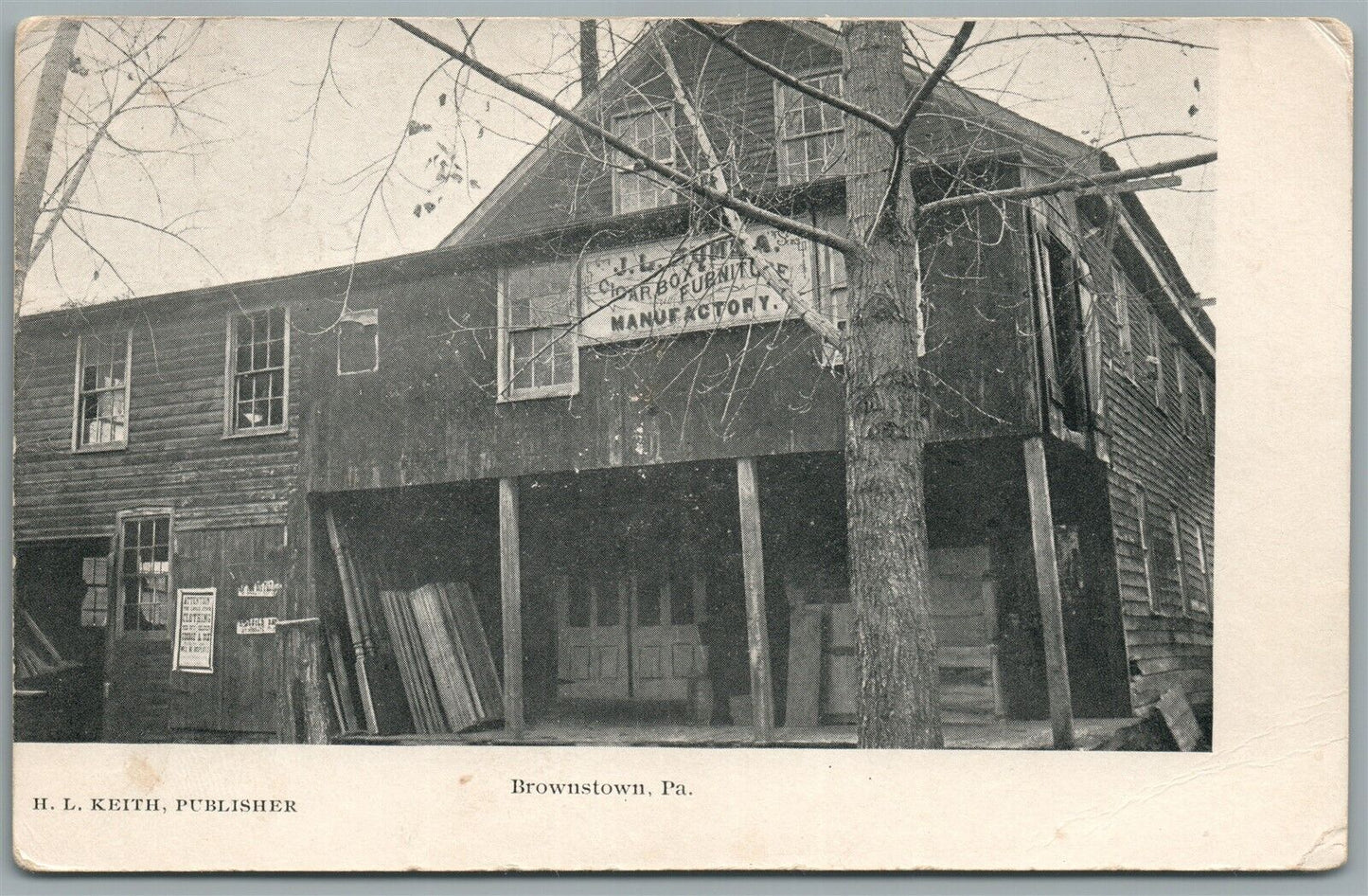 BROWNSTOWN PA CIGAR BOX & FURNITURE MANUFACTORY ANTIQUE POSTCARD