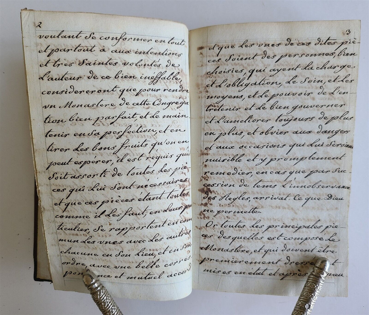 19th CENTURY FRENCH MANUSCRIPT BOOK antique De nos saintes constitutions 330 pp