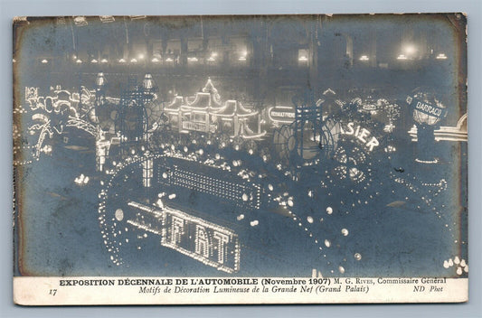 AUTOMOBILE EXPOSITION PARIS FRANCE 1907 ANTIQUE REAL PHOTO POSTCARD RPPC