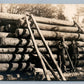 LUMBERJACKS WORKERS w/ WOODEN LOGS ANTIQUE REAL PHOTO POSTCARD RPPC