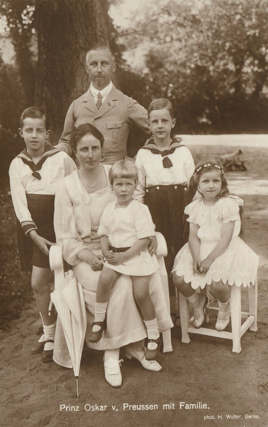 PRUSSIAN PRINCE OSCAR w/ FAMILY ANTIQUE REAL PHOTO POSTCARD RPPC