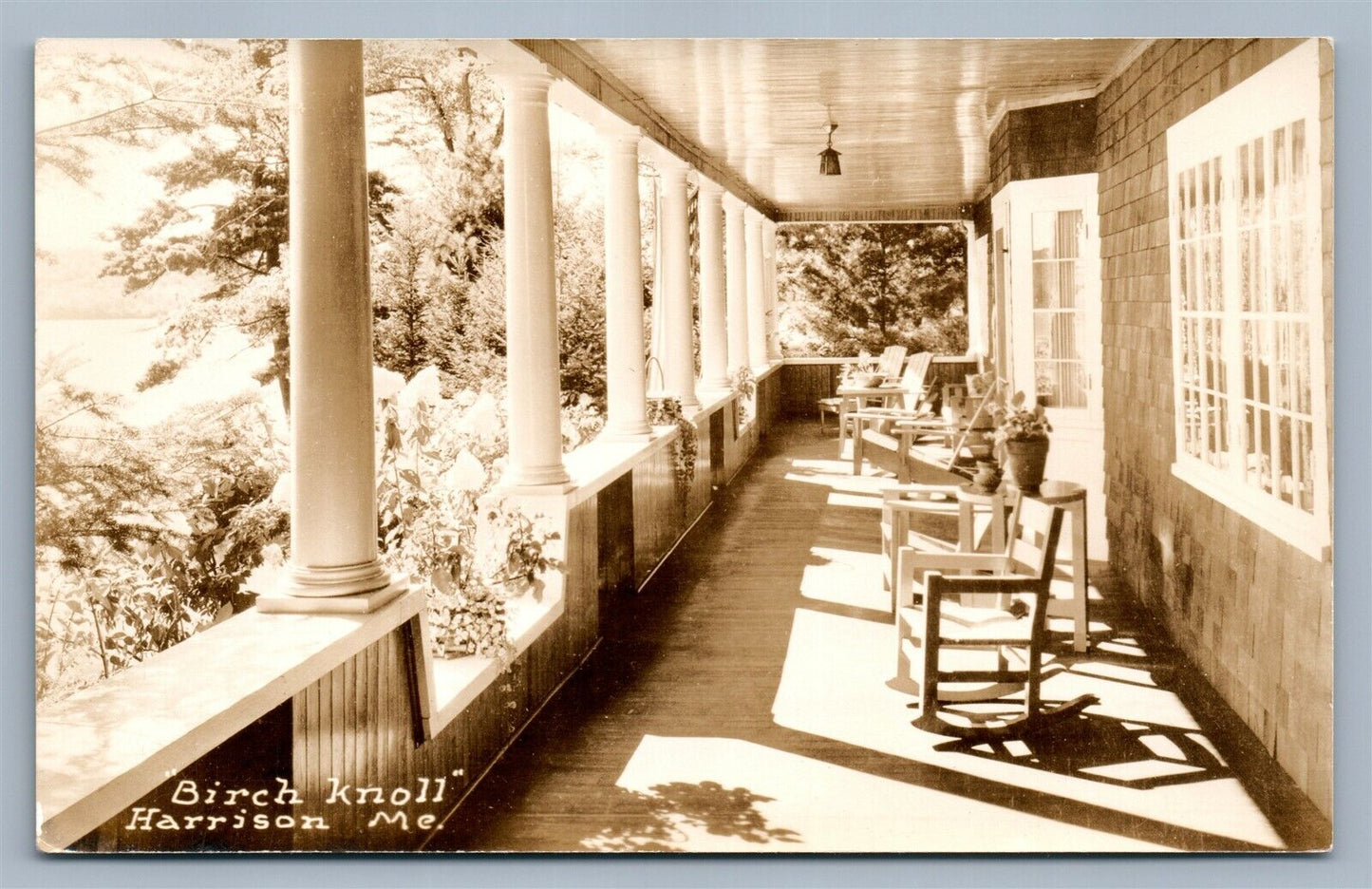 HARRISON ME BIRCH KNOLL TERRACE VINTAGE REAL PHOTO POSTCARD RPPC