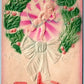 MERRY CHRISTMAS EMBOSSED ANTIQUE POSTCARD w/ ANGEL