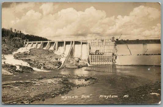 BINGHAM ME WYMAN DAM ANTIQUE REAL PHOTO POSTCARD RPPC