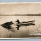 EXAGGERATED BASS FISHING ANTIQUE REAL PHOTO POSTCARD