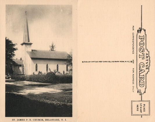 DELAWARE N.J. ST.JAMES P.E.CHURCH ANTIQUE POSTCARD