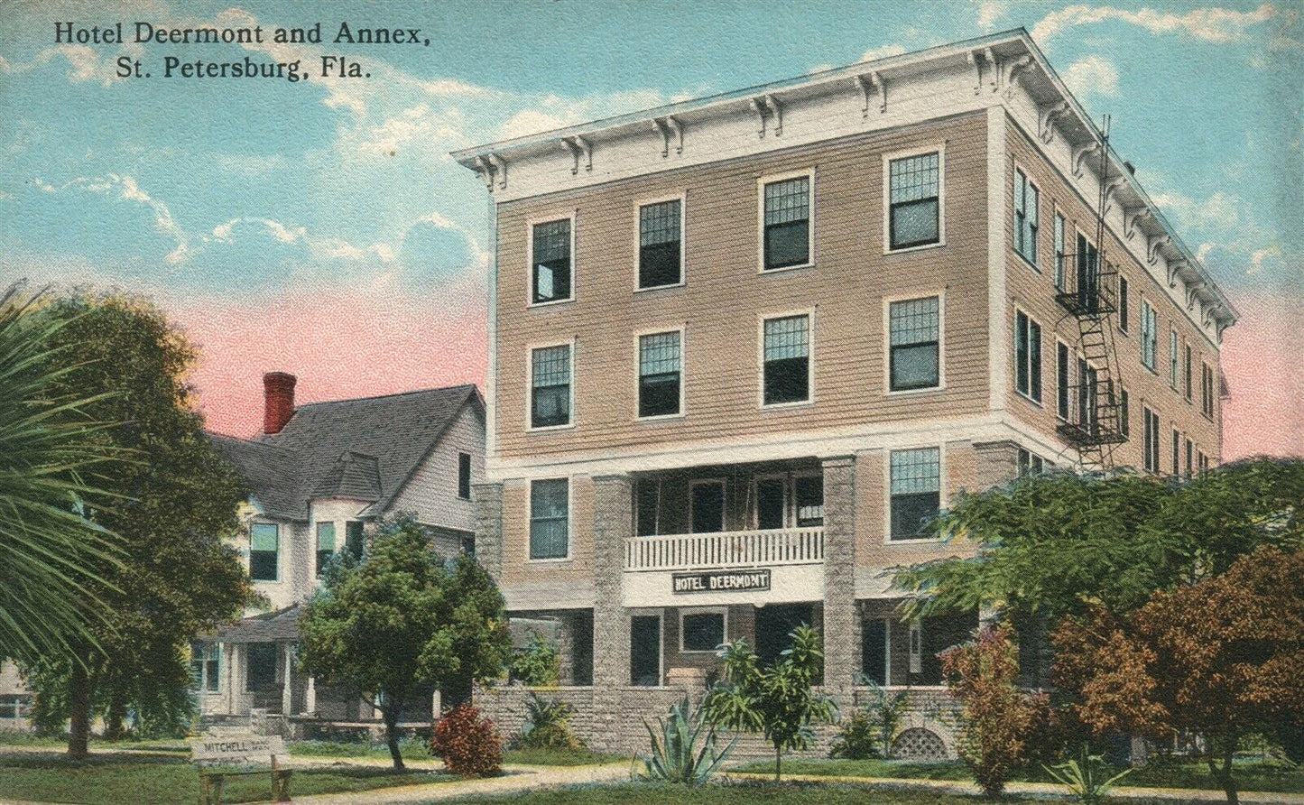 ST.PETERSBURG FL HOTEL DEERMONT & ANNEX ANTIQUE POSTCARD