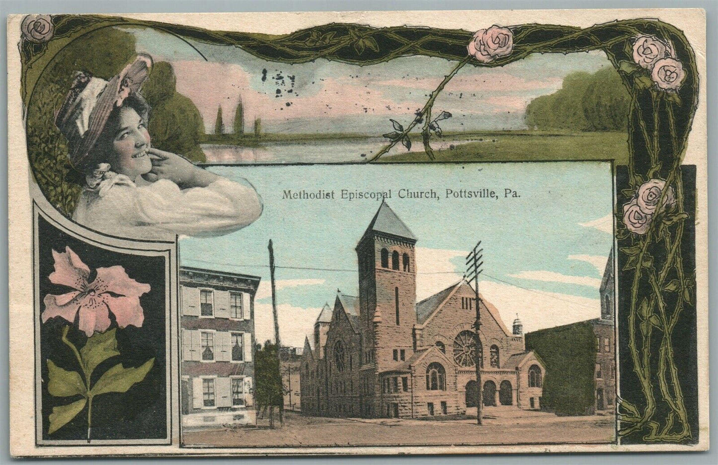 POTTSVILLE PA METHODIST EPISCOPAL CHURCH ANTIQUE POSTCARD
