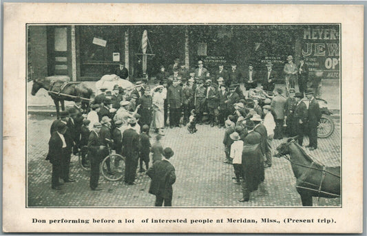 DISTANCE WALKERS D.H.WOOLF in MERIDAN MS ANTIQUE POSTCARD KANSAS CITY MO