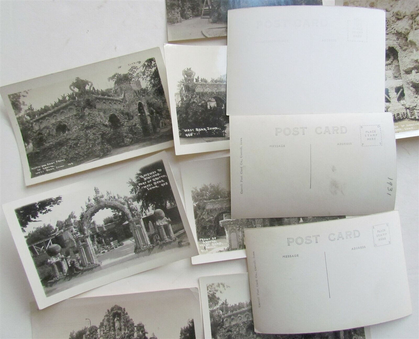 WEST BEND IA GROTTO Lot of 19 VINTAGE REAL PHOTO POSTCARDS RPPC