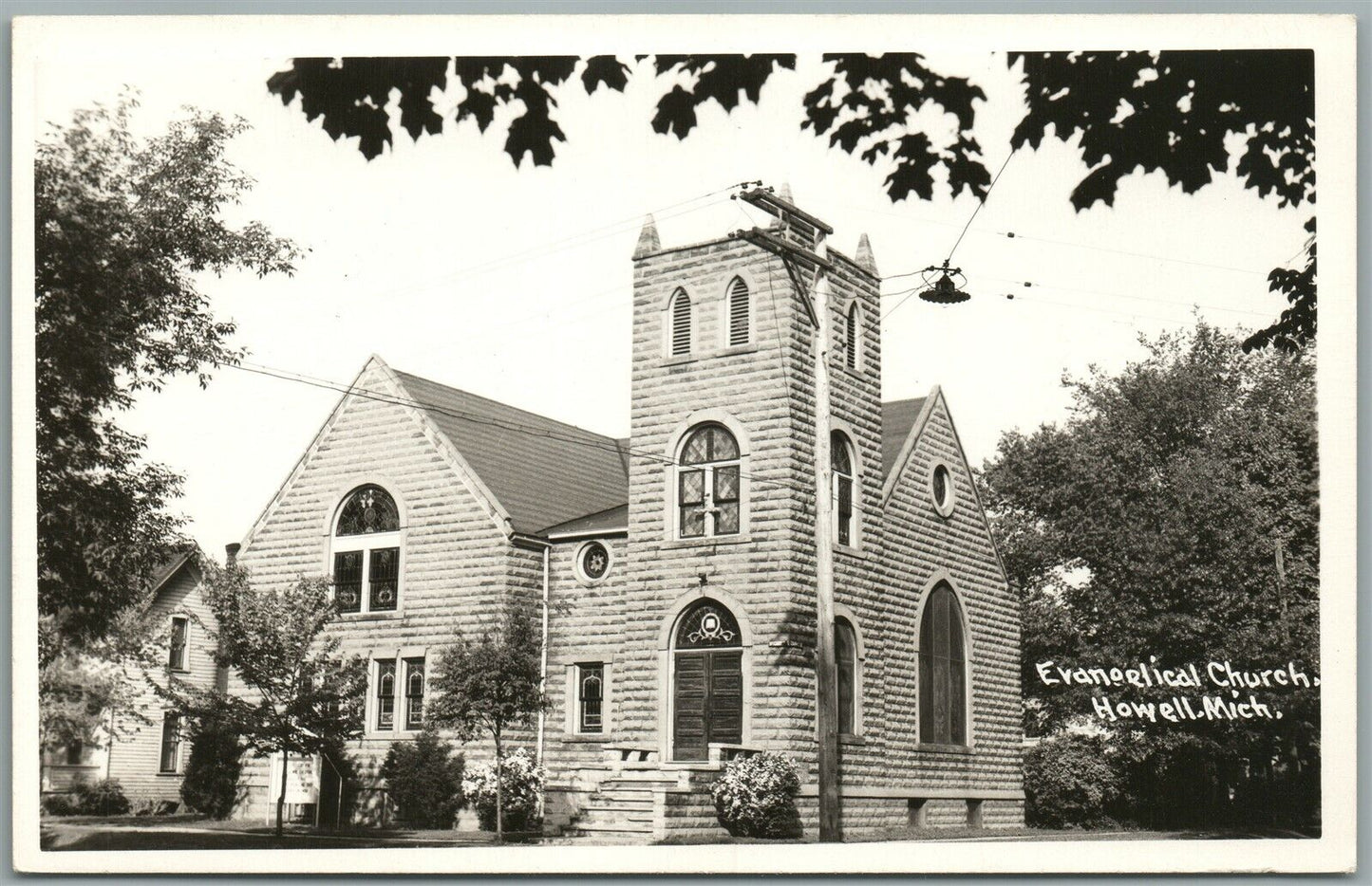 HOWELL MI EVANGELICAL CHURCH VINTAGE REAL PHOTO POSTCARD RPPC