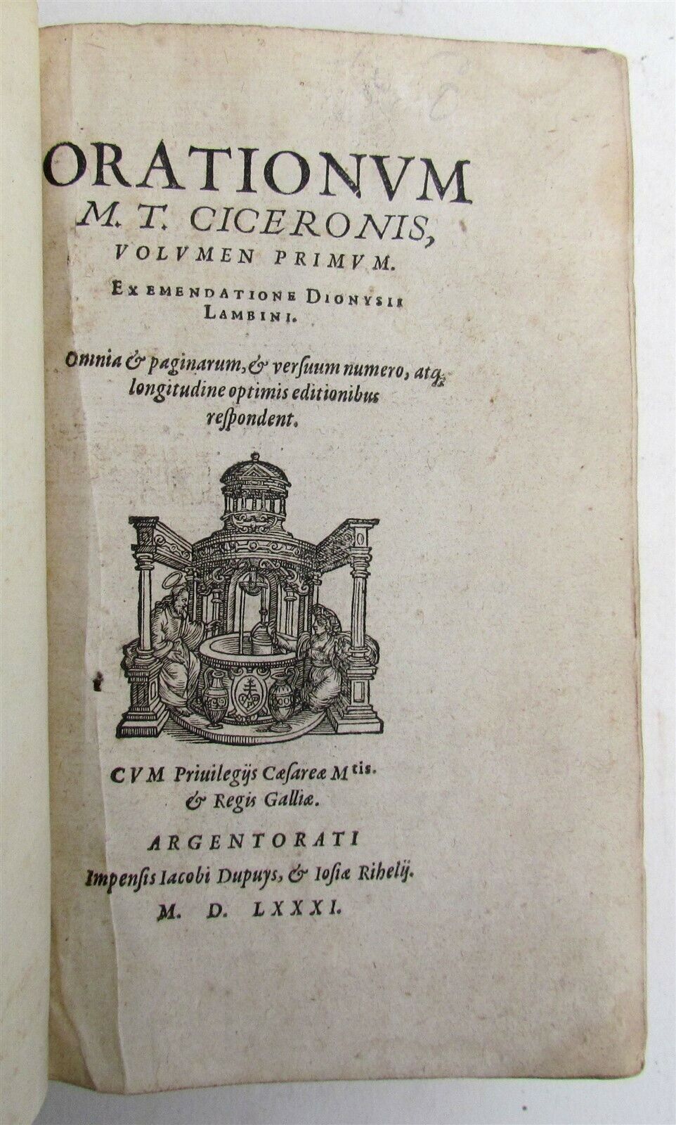 1581 CICERO ORATIONUM 16th CENTURY