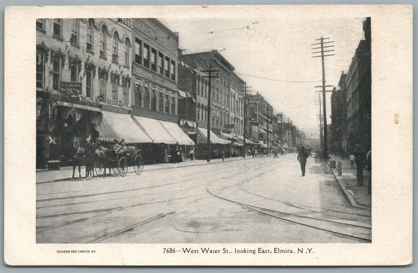 ELMIRA NY WEST WATER STREET ANTIQUE POSTCARD