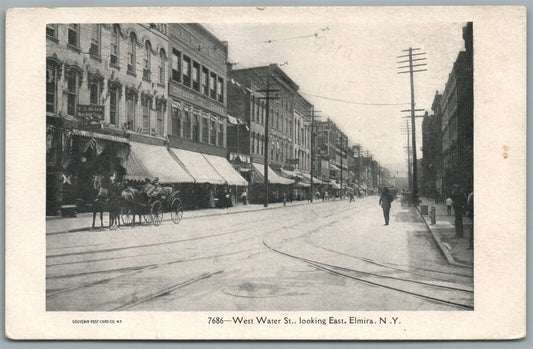 ELMIRA NY WEST WATER STREET ANTIQUE POSTCARD