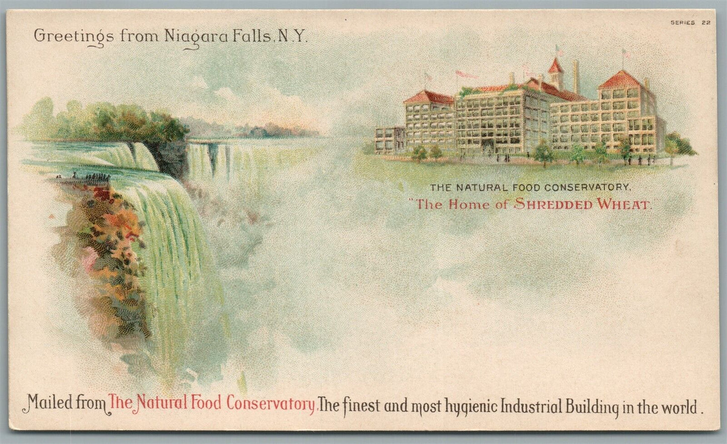 NIAGARA FALLS NY NATURAL FOOD CONSERVATORY ADVERTISING ANTIQUE PRIVATE POSTCARD