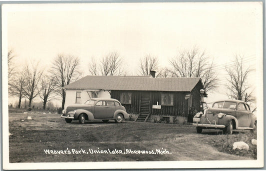 SHERWOOD MI UNION LAKE WEDVER'S PARK VINTAGE REAL PHOTO POSTCARD RPPC