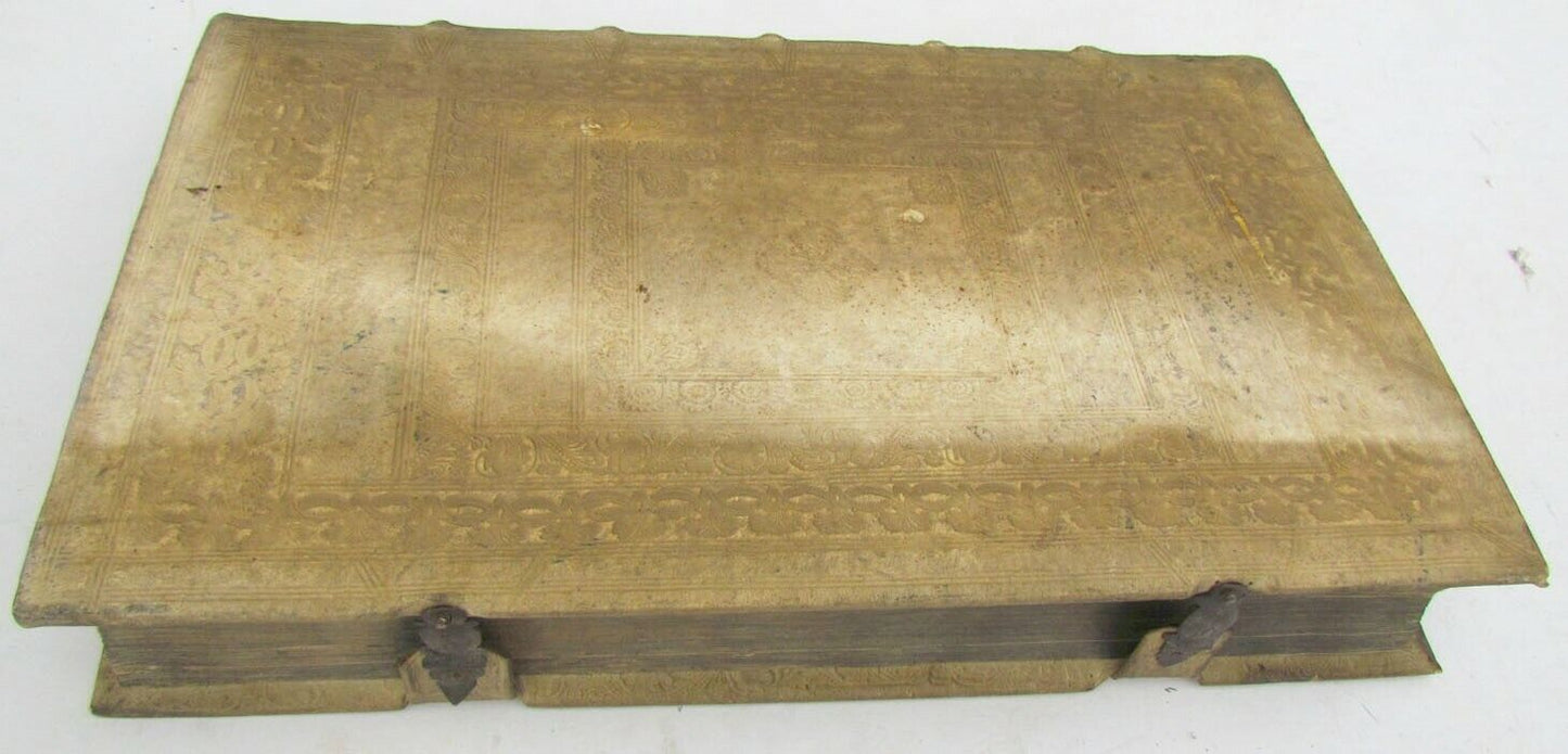 1691 BLIND-STAMPED PIGSKIN OVER WOODEN BOARDS FOLIO ANNALES ECCLESIASTICI Vol.15