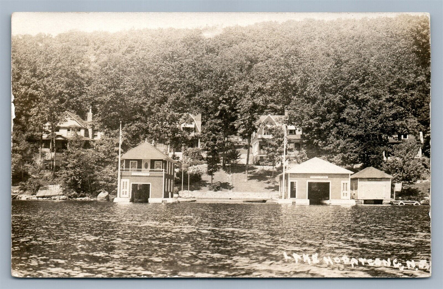LAKE HOPARCONG NJ BOAT LANDINGS ANTIQUE REAL PHOTO POSTCARD RPPC