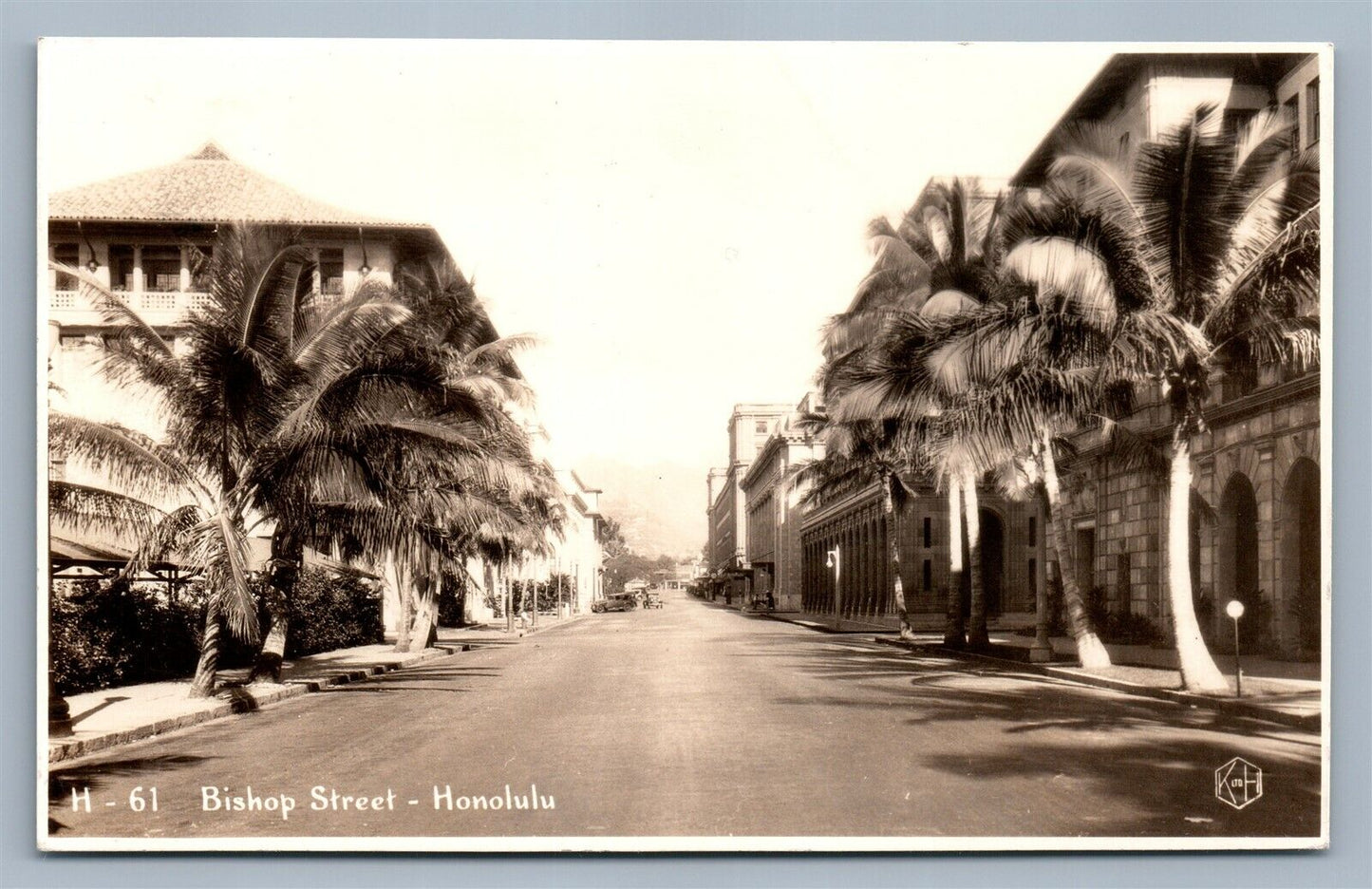 HONOLULU HI BISHOP STREET ANTIQUE REAL PHOTO POSTCARD RPPC