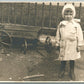 GIRL w/ GARDEN CART ANTIQUE REAL PHOTO POSTCARD RPPC