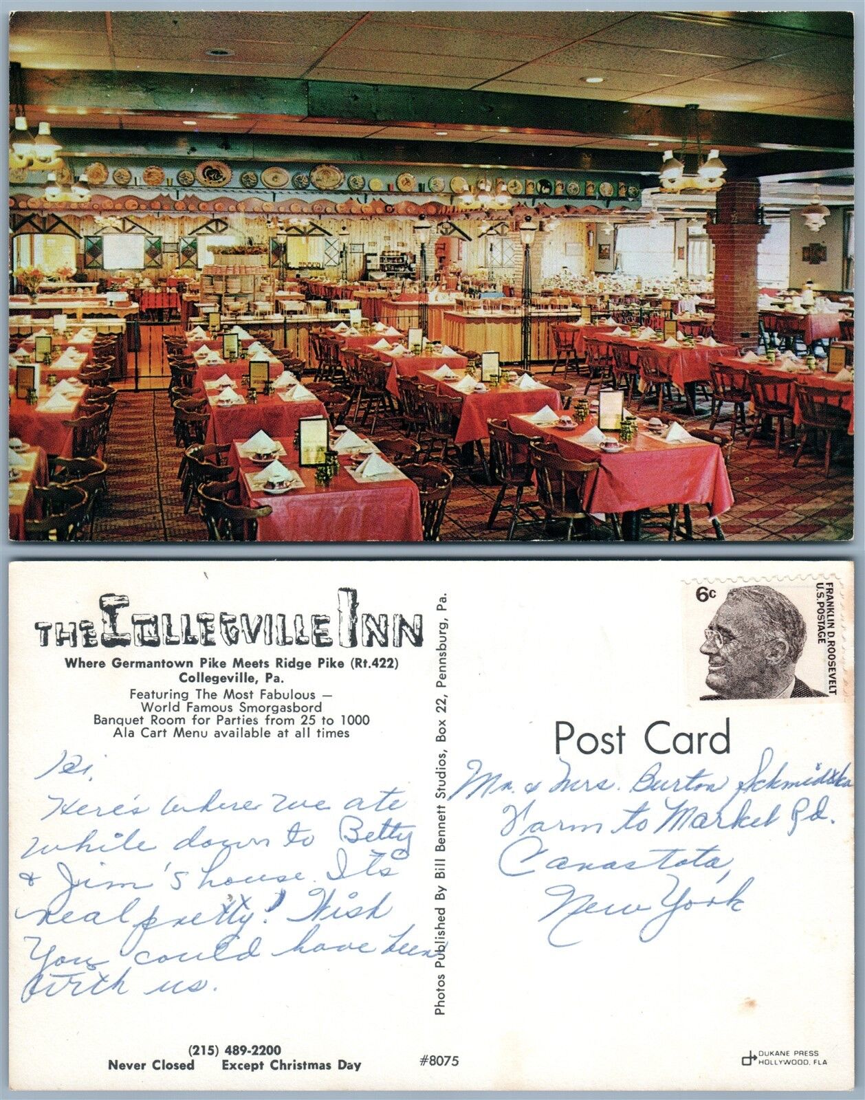 COLLEGVILLE INN PA VINTAGE POSTCARD