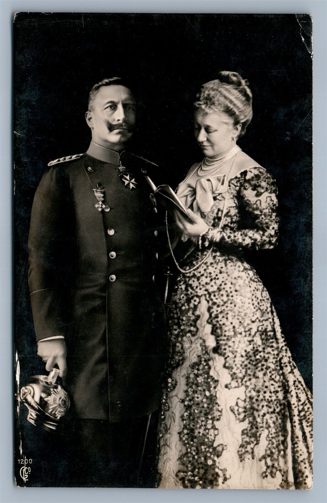 GERMAN EMPEROR WILHELM II w/ WIFE AUGUSTA ANTIQUE REAL PHOTO POSTCARD RPPC