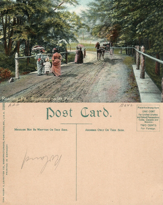 READING PA BOULEVARD ON MT.PENN ANTIQUE POSTCARD