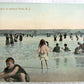 BEACH SCENE AT ASBURY PARK N.J. 1910 ANTIQUE POSTCARD