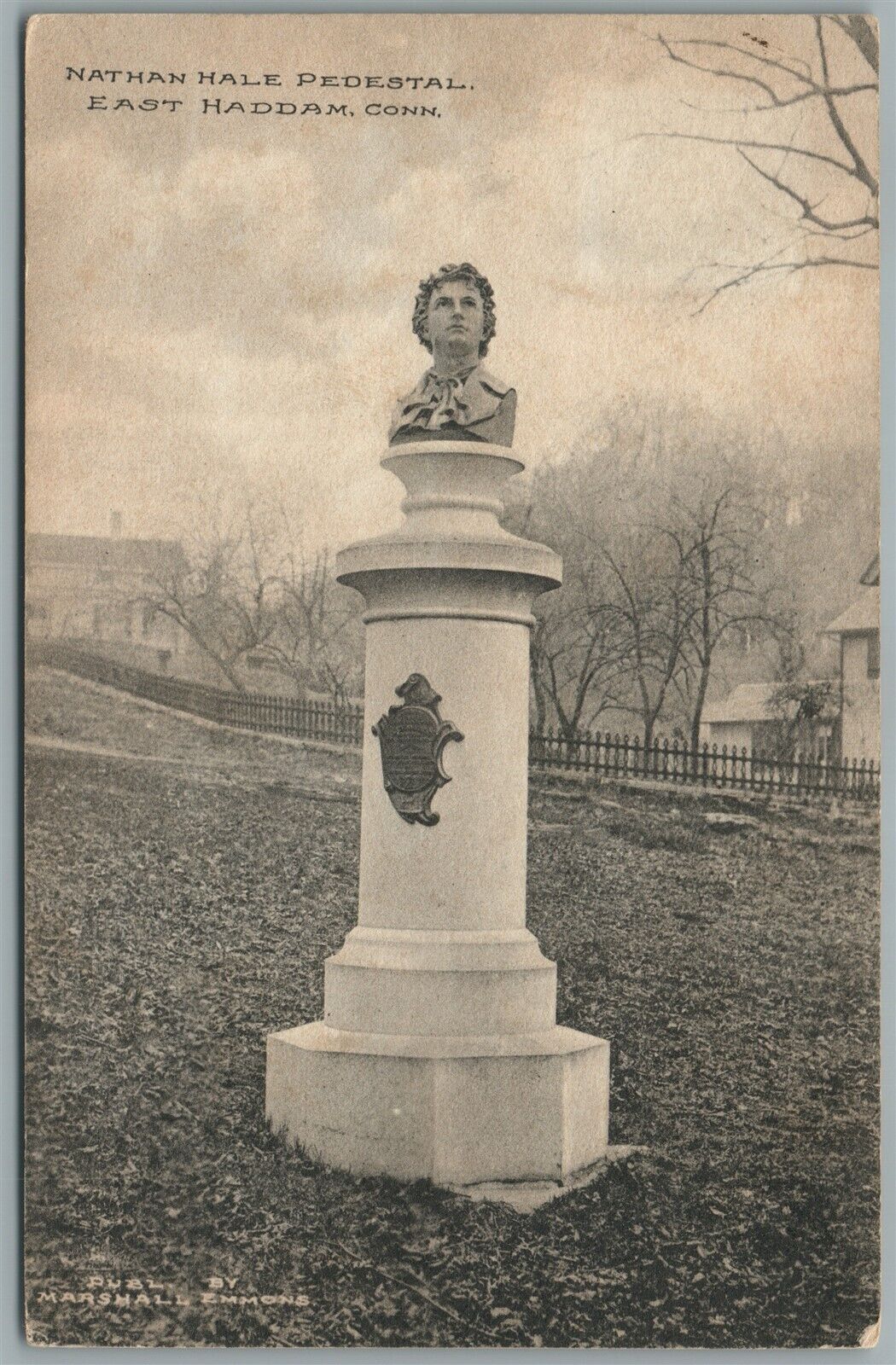 EAST HADDAM CT NATHAN HALE PEDESTAL ANTIQUE POSTCARD