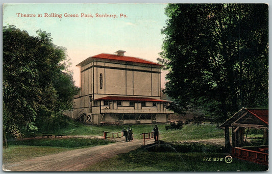SUNBURY PA THEATRE AT ROLLING GREEN PARK ANTIQUE POSTCARD