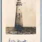 MINOTS LEDGE MA LIGHTHOUSE 1905 ANTIQUE REAL PHOTO POSTCARD RPPC