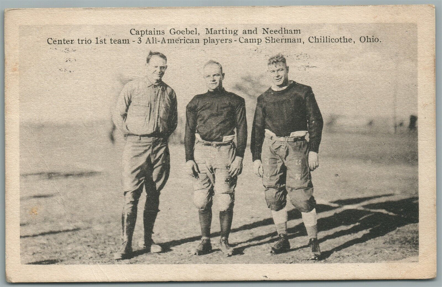 ALL-AMERICAN FOOTBALL PLAYERS CAMP SHERMAN CHILLICOTHE OH ANTIQUE POSTCARD
