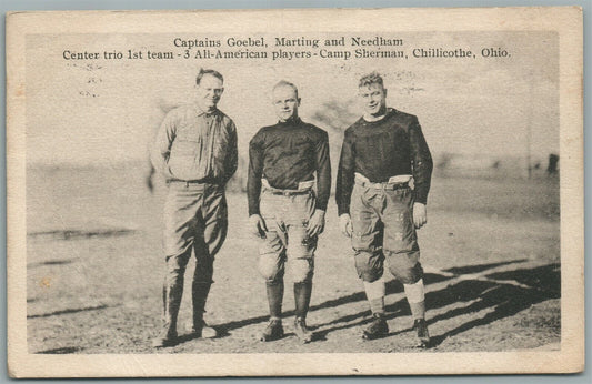ALL-AMERICAN FOOTBALL PLAYERS CAMP SHERMAN CHILLICOTHE OH ANTIQUE POSTCARD