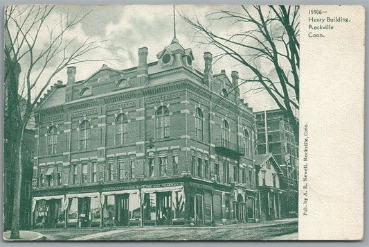 ROCKVILLE CT HENRY BUILDING ANTIQUE POSTCARD