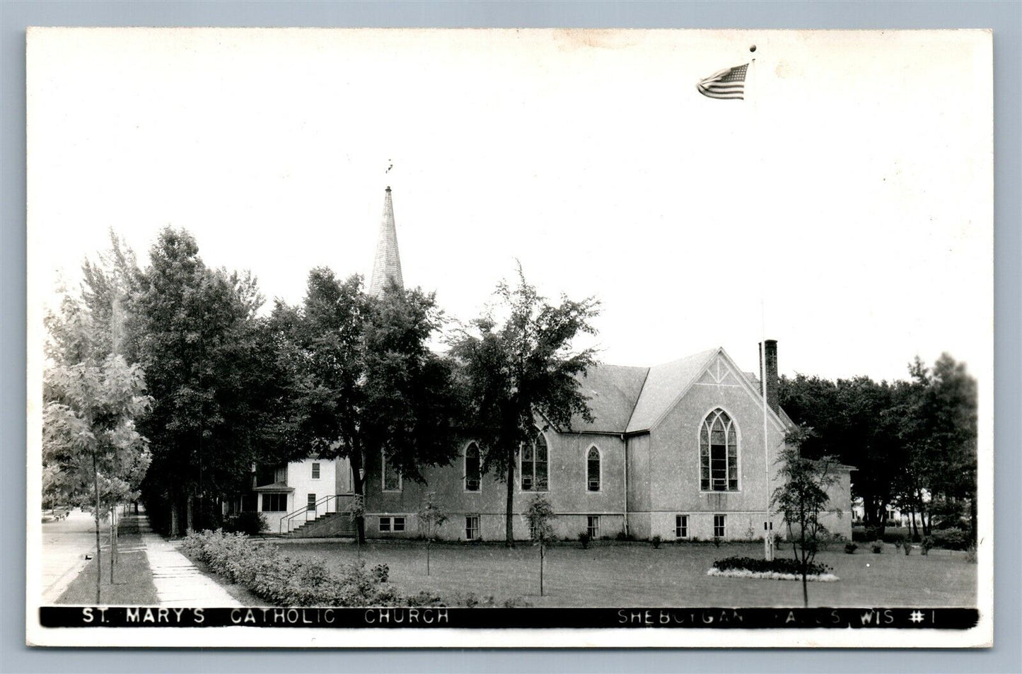 SHEYBOGAN FALLS WI ST. MARY'S CHURCH VINTAGE REAL PHOTO POSTCARD RPPC