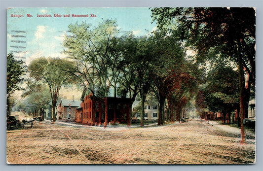 BANGOR ME JUNCTION OHIO & HAMMOND STREET ANTIQUE POSTCARD