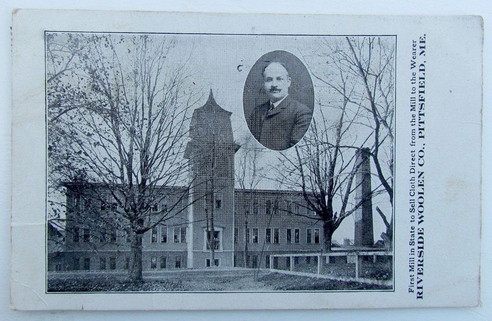 VINTAGE ADVERTISING POSTCARD RIVERSIDE WOOLEN CO. PITTSFIELD MAINE