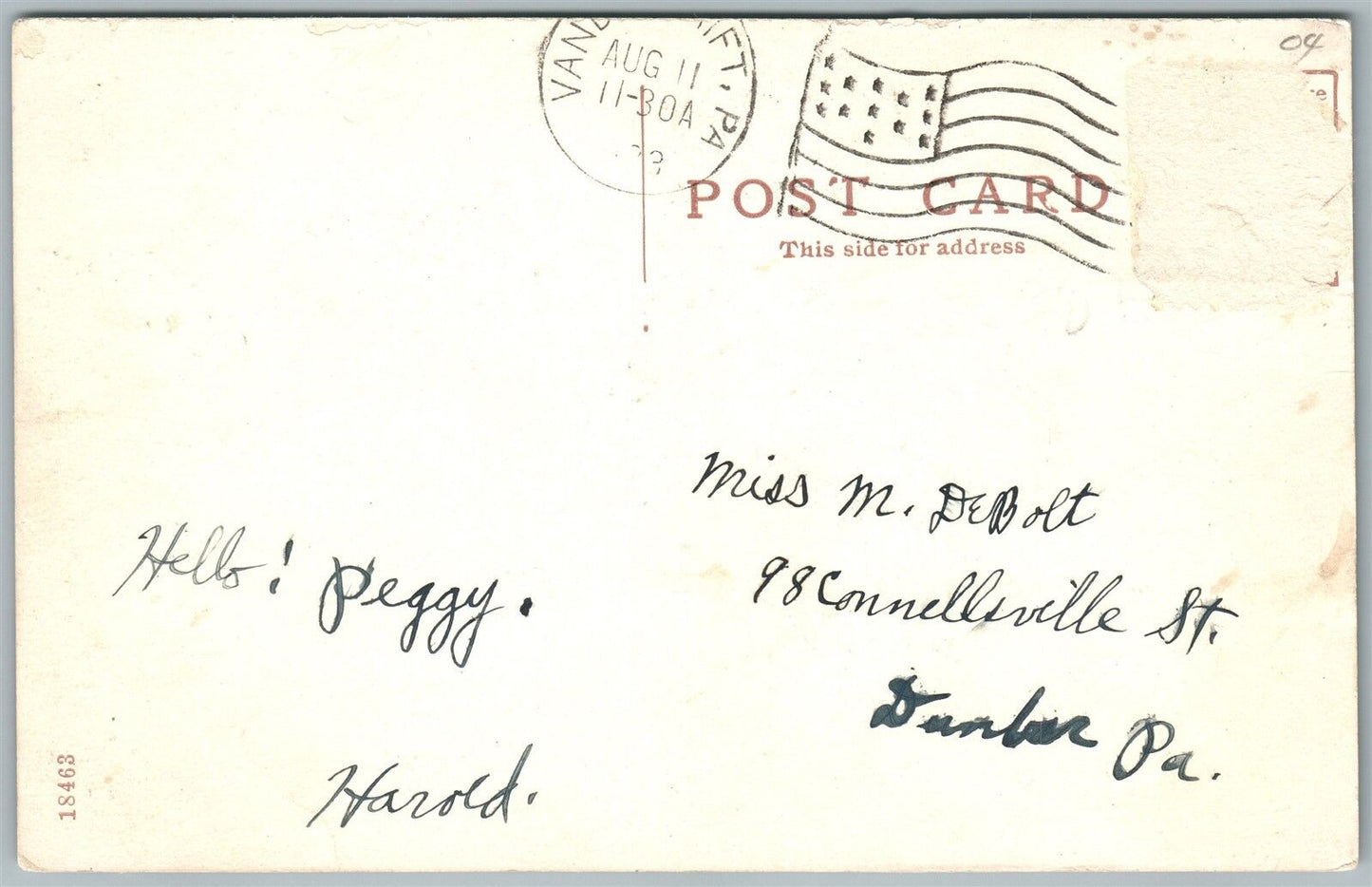 VANDERGRIFT PA SHERMAN AVENUE PUBLIC SCHOOL ANTIQUE POSTCARD