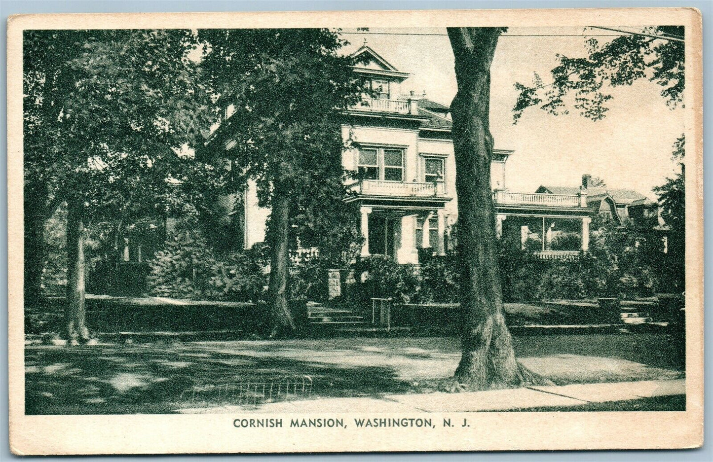WASHINGTON NJ CORNISH MANSION ANTIQUE POSTCARD