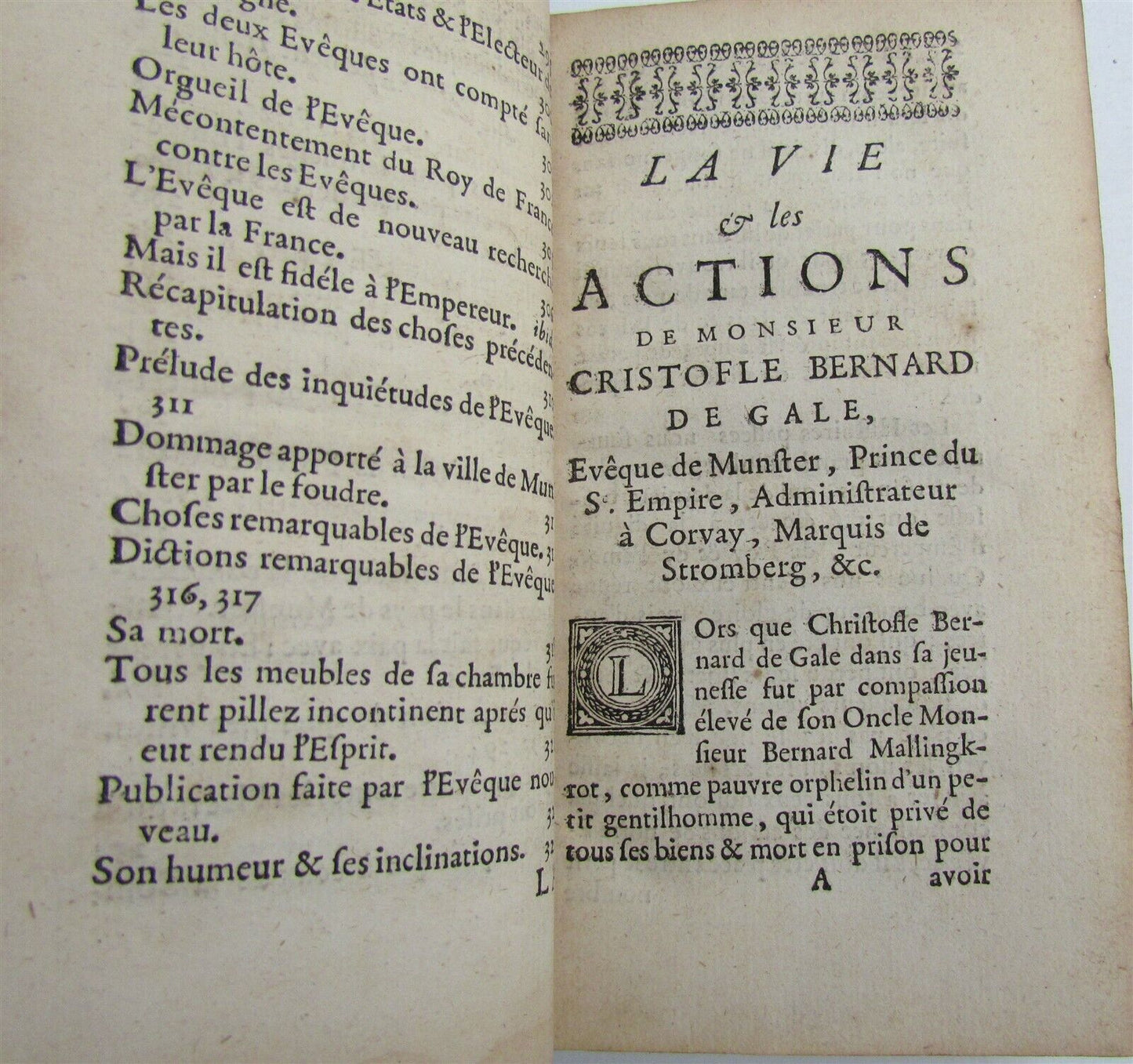 1679 La vie et les actions de M. Cristofle Bernard de Gale antique