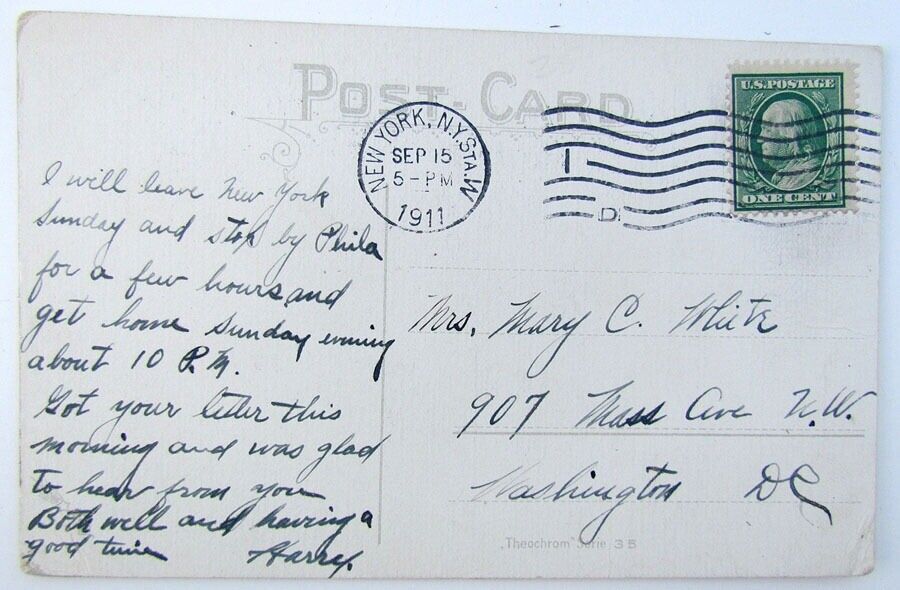 VINTAGE 1911 POSTCARD PENNSYLVANIA R.R. STATION NEW YORK train railroad railway