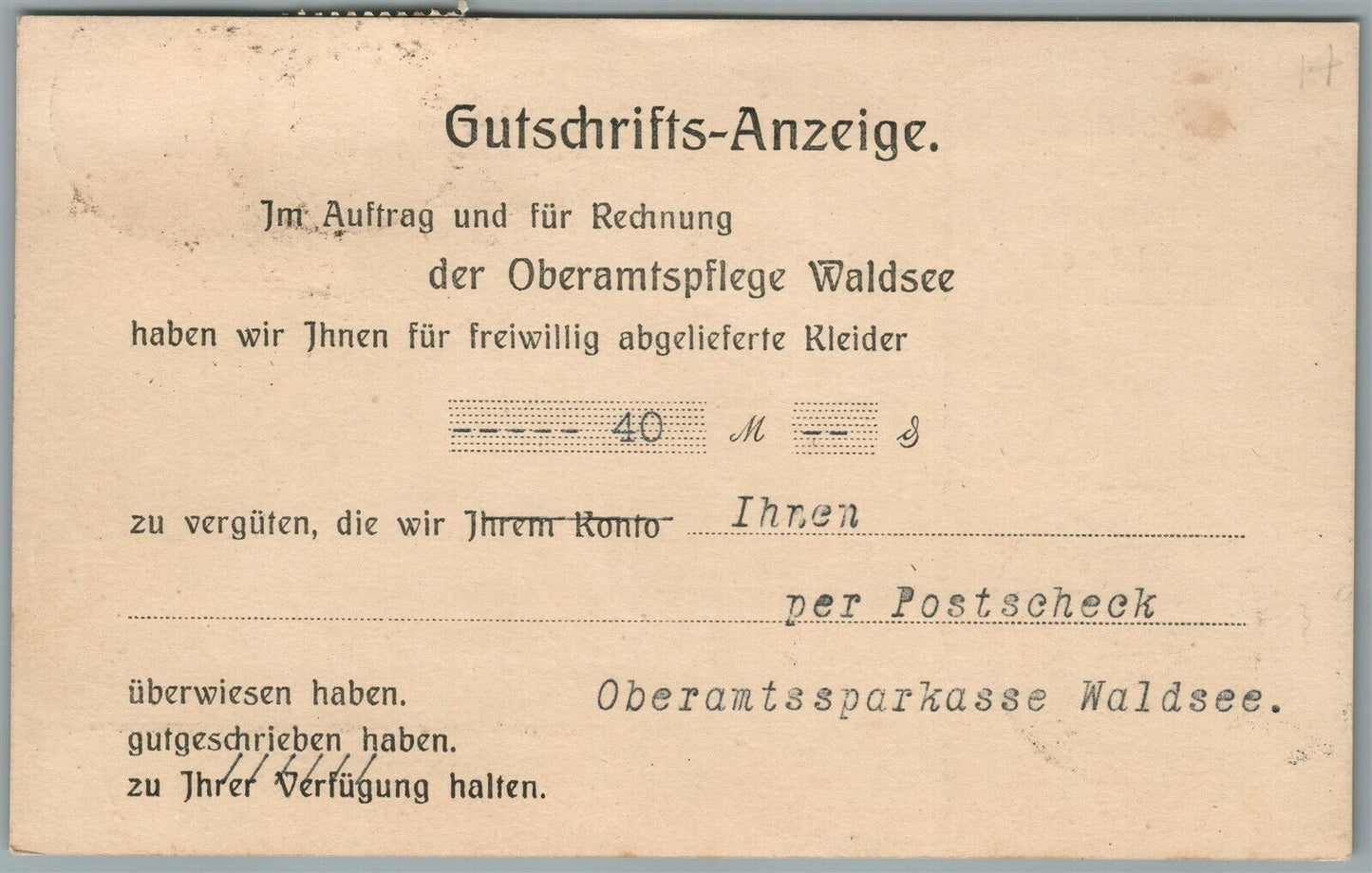 WALDSEE GERMANY ANTIQUE POSTCARD