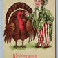 LITTLE UNCLE SAM WHICH YOU A HAPPY THANKSGIVING ANTIQUE POSTCARD PATRIOTIC